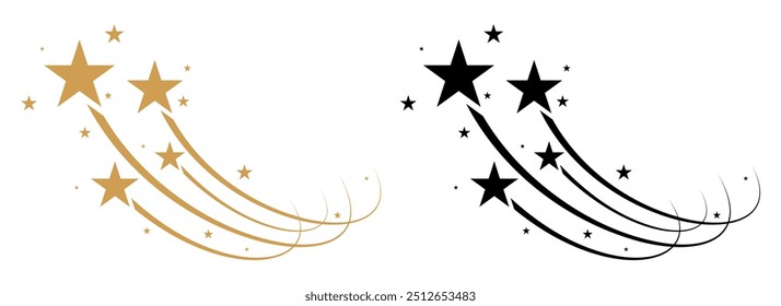 Shooting star. Gold falling star vector symbol