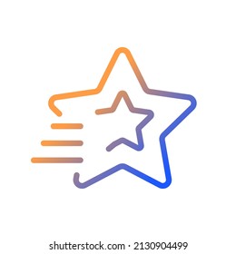 Shooting star gradient linear vector icon. Make wish upon falling star. Burning meteor in atmosphere. Dynamic movement. Thin line color symbol. Modern style pictogram. Vector isolated outline drawing