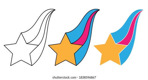 shooting star hand drawn design vector
