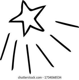 shooting star hand drawn element in doodle style. vector scandinavian monochrome minimalism. sky cosmos night make a wish
