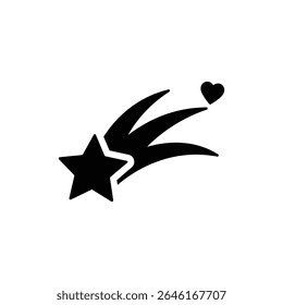 Shooting Star with Heart Trail for Romantic Wishes