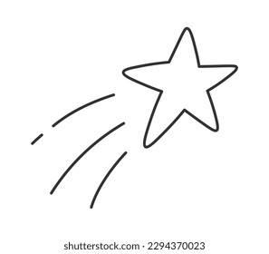 Shooting star holiday design element in line art. Vector illustration