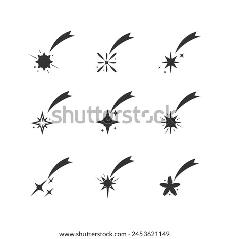 Shooting star icon different shape design vector collection