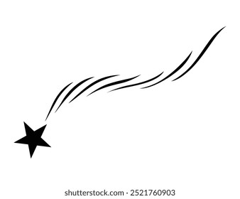 Shooting star icon. Falling meteorite or comet. Comet tail or star trail vector illustration isolated on white background