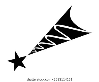 Icono de estrella fugaz. Meteorito o cometa que cae. Ilustración vectorial de cola de cometa o rastro de estrella aislada sobre fondo blanco