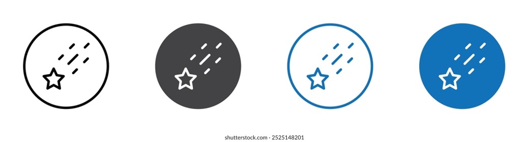 Shooting star icon Isolated on white background vector set