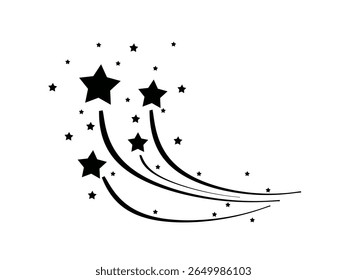 Shooting star icon isolated on white background.