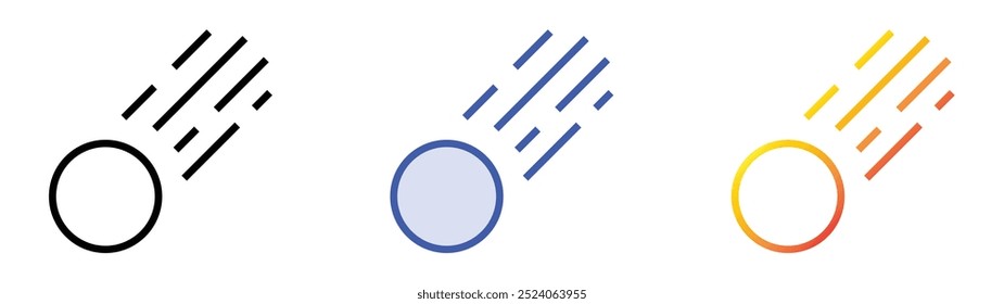 shooting star icon. Linear, Blue Fill and Gradient Style Design Isolated On White Background