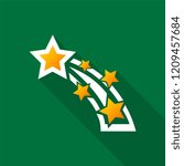 Shooting star icon with long shadow on green background. Vector Illustration EPS 10