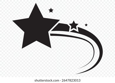 Shooting Star Icon Make Your Wishes Come True .  Vector design elements isolated on transparent background . 