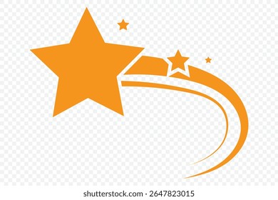 Shooting Star Icon Make Your Wishes Come True .  Vector design elements isolated on transparent background . 