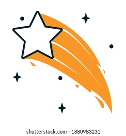 icono de estrella de tiro sobre fondo blanco, estilo de medio color de media línea, ilustración vectorial
