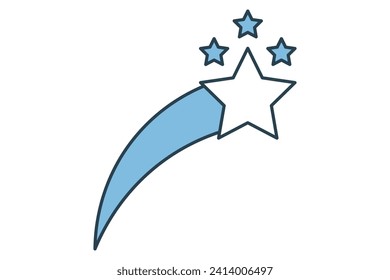 shooting star icon. icon related to graduation and achievement. suitable for web site, app, user interfaces, printable etc. flat line icon style. simple vector design editable