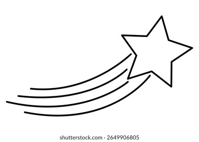Shooting star icon set. Different star shapes. Falling stars. Vector illustration