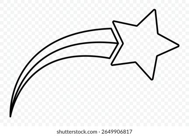 Shooting star icon set. Different star shapes. Falling stars. Vector illustration
