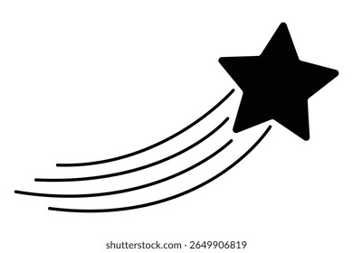 Shooting star icon set. Different star shapes. Falling stars. Vector illustration