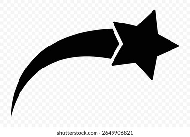 Shooting star icon set. Different star shapes. Falling stars. Vector illustration