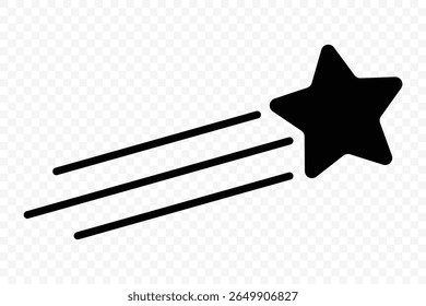 Shooting star icon set. Different star shapes. Falling stars. Vector illustration