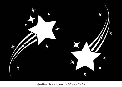 

Shooting star icon. Set of Shooting stars icons. Star trail sign Vector Illustration.