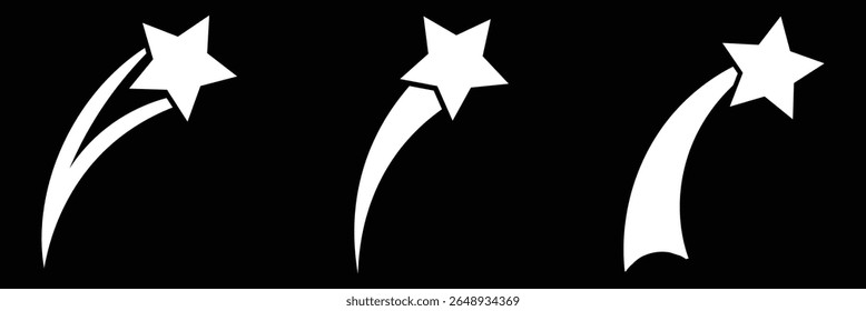 

Shooting star icon. Set of Shooting stars icons. Star trail sign Vector Illustration.