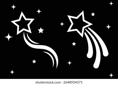 

Shooting star icon. Set of Shooting stars icons. Star trail sign Vector Illustration.