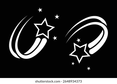 

Shooting star icon. Set of Shooting stars icons. Star trail sign Vector Illustration.