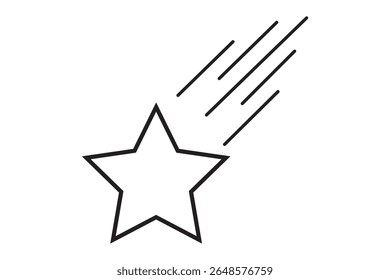 Shooting star icon, simple stars, isolated.   