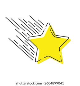 Shooting star with icon style.