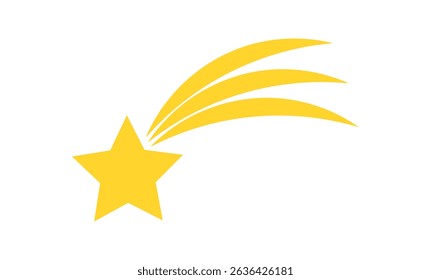 Shooting star icon. Symbol of falling star, comet design element on white background. Vector illustration.