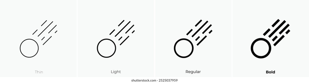 shooting star icon. Thin, Light Regular And Bold style design isolated on white background
