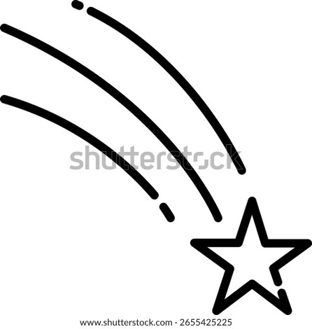 Shooting Star Icon with Three Streaks