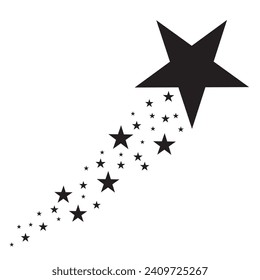 Shooting star icon vector . Comet tail or star trail illustration sign collection. Shooting star vector. EPS 10	