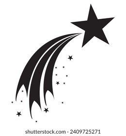 Shooting star icon vector . Comet tail or star trail illustration sign collection. Shooting star vector. EPS 10	