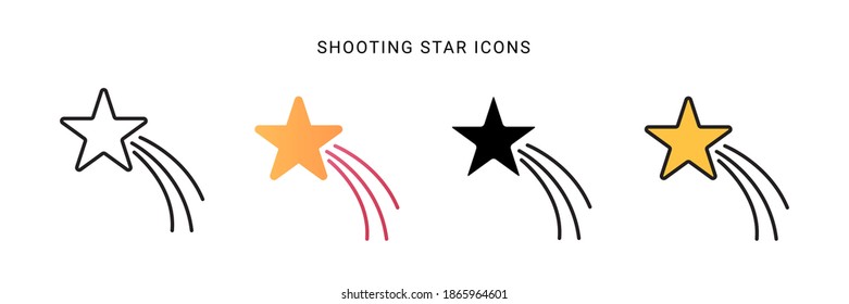 shooting star icon vector with different style design. isolated on white background