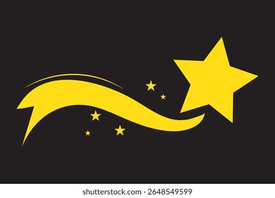 Shooting star icon, vector sing set. Black stars. Twinkle stars collection. vector illustration. Eps 10.