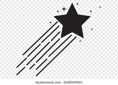 Shooting star icon, vector sing set. Black stars. Twinkle stars collection. vector illustration. Eps 10.