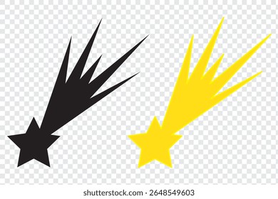 Shooting star icon, vector sing set. Black stars. Twinkle stars collection. vector illustration. Eps 10.