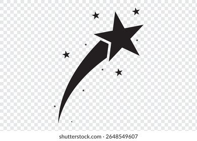 Shooting star icon, vector sing set. Black stars. Twinkle stars collection. vector illustration. Eps 10.