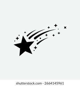 Stern-Symbol-Vektor mit Funkel und Trail einzeln auf weißem Hintergrund
