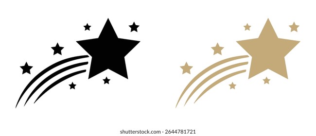 Shooting star icons isolated on white background
