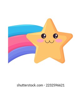 shooting star kawaii sky icon isolated