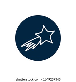 Shooting star line block style icon of Space futuristic cosmos outside universe astronomy adventure and exploration theme Vector illustration