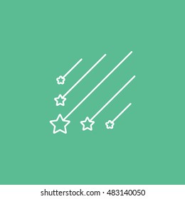 Shooting Star Line Icon On Green Background