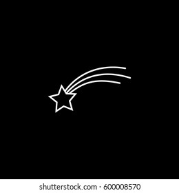 Shooting Star Line Icon On Black Background