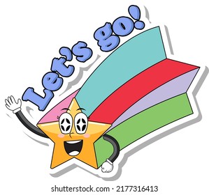 Shooting star logo with the word Lets go illustration