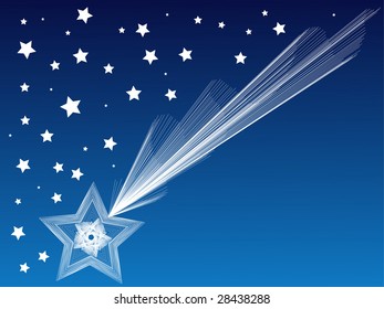 Shooting star at night sky 