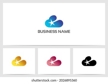 Diseño Del Logotipo Estrella De Disparo En La Nube