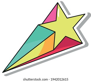 shooting star in pop art style sticker