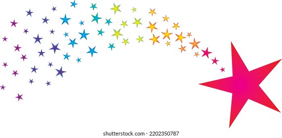 Shooting star with Rainbow star trails Colorful creative graphic