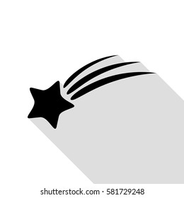 Shooting star sign. Black icon with flat style shadow path.